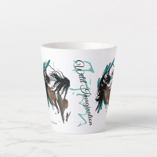 馬威厳のあるバイバイビハレのワイルドイマジネーション カフェラテマグ (正面)