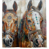 馬威厳のある2頭 シャワーカーテン (正面)