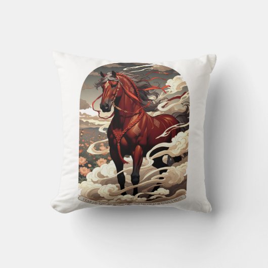 馬守護神の年、旧暦の新年の贈り物 クッション (正面)