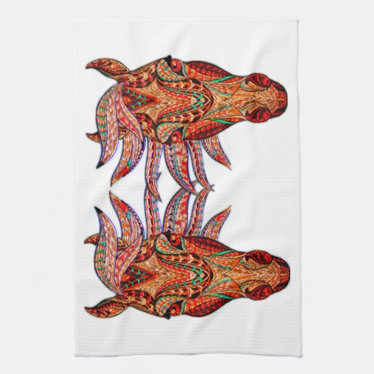 馬宝石モザイクカラフル女性のカーボーイ馬術 キッチンタオル (縦)