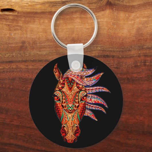 馬宝石モザイクカラフル女性のカーボーイ馬術 キーホルダー (正面)