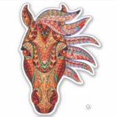 馬宝石モザイクカラフル女性のカーボーイ馬術 シール (正面)