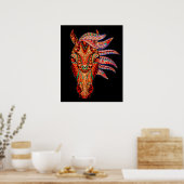 馬宝石モザイクカラフル女性のカーボーイ馬術 ポスター (キッチン)