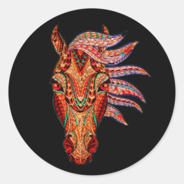 馬宝石モザイクカラフル女性のカーボーイ馬術 ラウンドシール