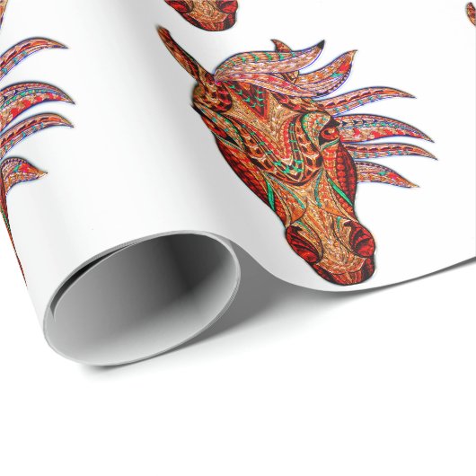 馬宝石モザイクカラフル女性のカーボーイ馬術 ラッピングペーパー (ロールコーナー)