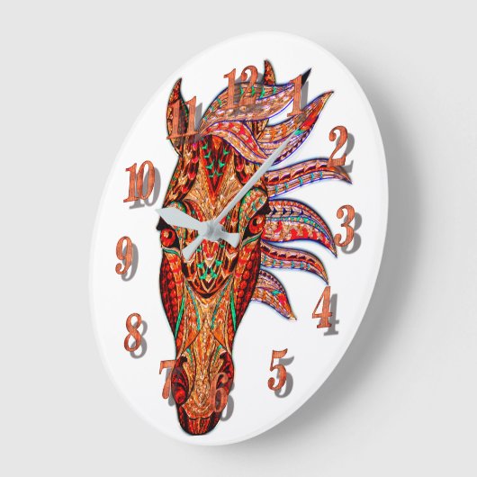 馬宝石モザイクカラフル女性のカーボーイ馬術 ラージ壁時計 (傾斜)