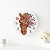 馬宝石モザイクカラフル女性のカーボーイ馬術 ラージ壁時計 (ホーム)