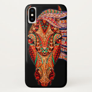 馬宝石モザイクカラフル女性のカーボーイ馬術 iPhone X ケース