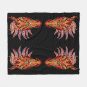 馬宝石モザイクカラフル女性のカーボーイ黒褐色 フリースブランケット (正面(横))