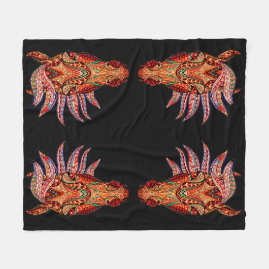 馬宝石モザイクカラフル女性のカーボーイ黒褐色 フリースブランケット (正面(横))