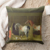 馬小屋および2頭の有名な連続した馬のbelongin クッション (ブランケット)