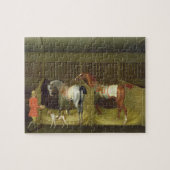 馬小屋および2頭の有名な連続した馬のbelongin ジグソーパズル (横)