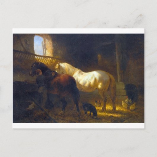 馬小屋に入る馬 ポストカード (正面)