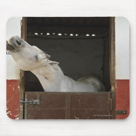 馬小屋に灰色の馬 マウスパッド (正面)