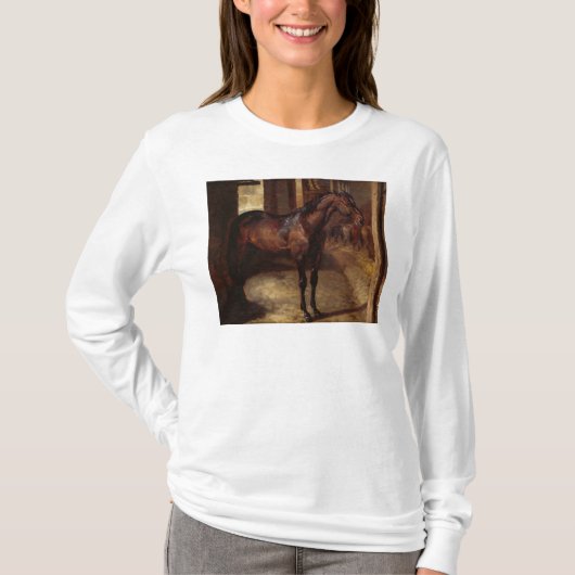 馬小屋の暗い栗毛の馬 Tシャツ (正面)