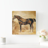 馬小屋の英国の馬 スクエア壁時計 (ホーム)