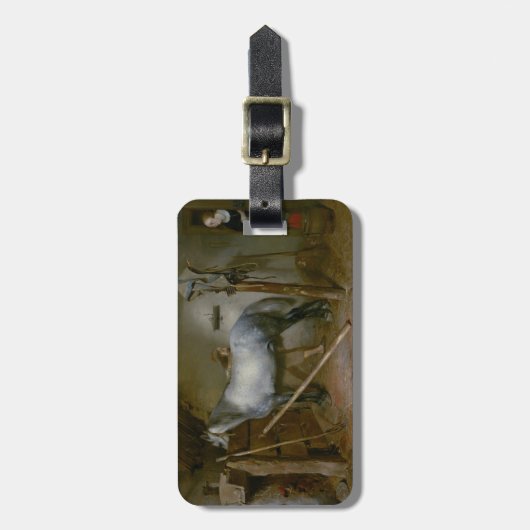 馬小屋の馬、c.1652-54 (パネルの油) ラゲッジタグ (正面縦)