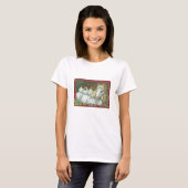 馬小屋の鶏と鶏のTシャツの白い Tシャツ (正面フル)