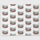 馬引きワゴンクリスマスラッピング紙 ラッピングペーパー (フラット)