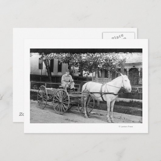馬引き荷車写真 ポストカード (正面/裏面)