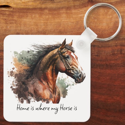 馬引用文水の色カスタムの写真乗り キーホルダー (裏面)