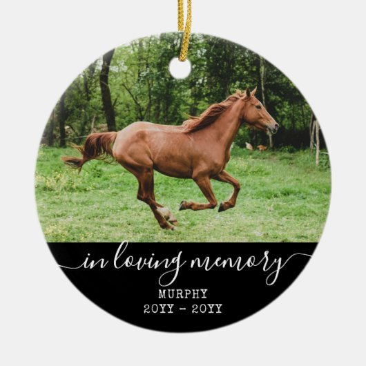 馬悔やみや弔慰メモリアルパーソナライズされたフォトメモリ セラミックオーナメント (正面)