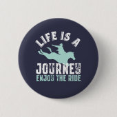 馬感動的乗り引用文楽しむザライド 缶バッジ (正面)