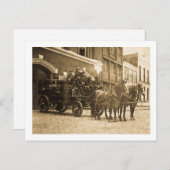 馬描消防車ヴィンテージ ポストカード (正面/裏面)