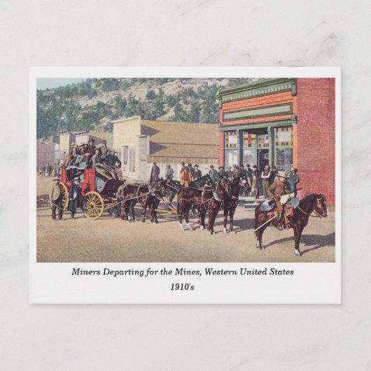 馬描車の鉱夫、旧西、1910年代 ポストカード (正面)