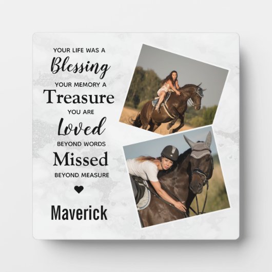 馬損悔やみや弔慰引用文写真ペットホース記念 フォトプラーク (正面)