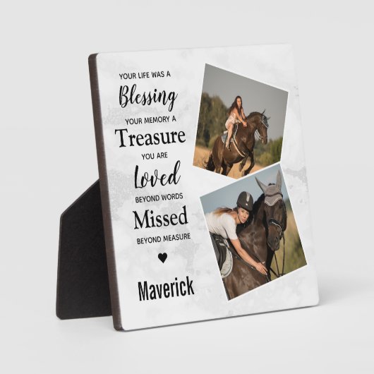 馬損悔やみや弔慰引用文写真ペットホース記念 フォトプラーク (正面)