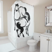 馬日本のの角絵画のカスタム色 シャワーカーテン (インサイチュ)