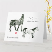 馬日本の馬武芸馬術角 カード (黄色い花)