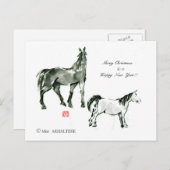 馬日本の馬武芸馬術角 シーズンポストカード (正面/裏面)