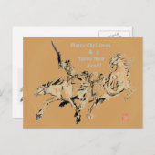 馬日本の馬武芸馬術角 シーズンポストカード (正面/裏面)