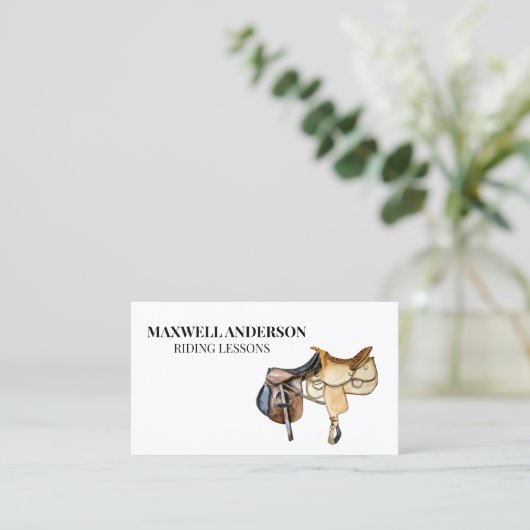 馬水彩乗馬サドル 名刺 (スタンド正面)