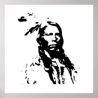 馬熱狂する先住民アメリカのリーダキャンバス印刷 ポスター