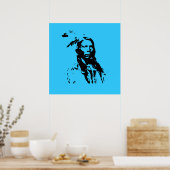 馬熱狂する先住民アメリカのリーダー3フィートのキャンバスプリ ポスター (キッチン)