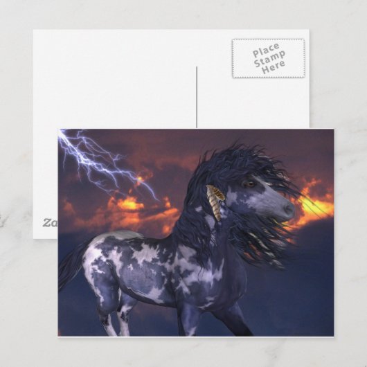 馬熱狂する青 ポストカード (正面/裏面)