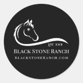馬牧場のロゴマーク馬車安定ブランディング ラウンドシール (正面)