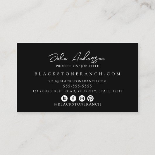 馬牧場のロゴマーク馬車安定ブランディング 名刺 (裏面)