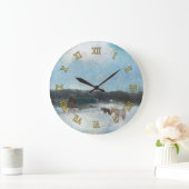 馬牧場、バーンズ、スノー絵画ズ ラージ壁時計 (ホーム)