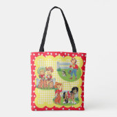 馬犬およびロープを持つカウボーイおよび女性のカーボーイの子供 トートバッグ (裏面)