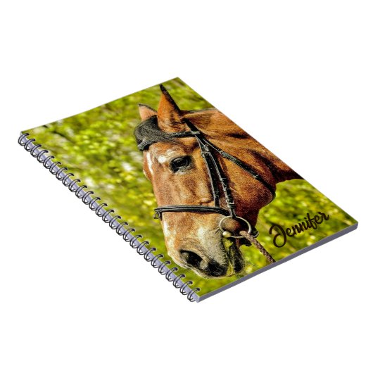 馬獣ポートレートパーソナライズされた名 ノートブック (右側)