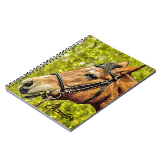 馬獣ポートレートパーソナライズされた名 ノートブック (左側)