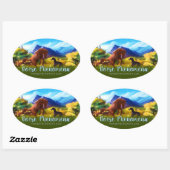 馬現象サマーステッカー 楕円形シール (シート)