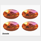 馬現象秋シール 楕円形シール (シート)