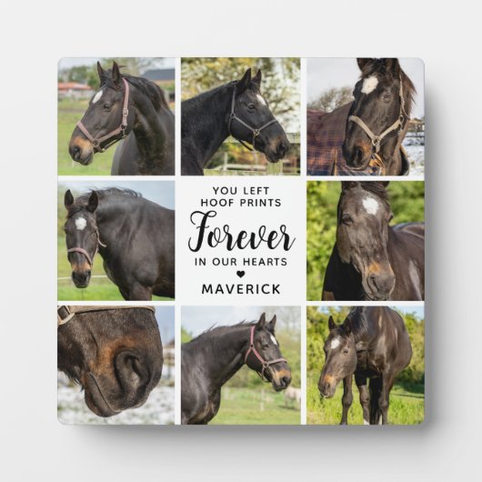 馬碑パーソナライズされた8ペットコラージュ フォトプラーク (正面)