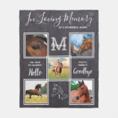 馬碑5パーソナライズされた写真ペットロス フリースブランケット (正面)