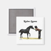 馬磁石付女性のカーボーイピンナップ マグネット (正面/裏面)